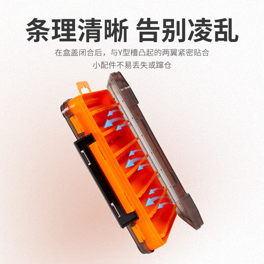 国王路亚盒多功能双层路亚盒子路亚饵盒假饵盒拟饵盒多层收纳盒渔具盒配件 14格/双面蓝色
