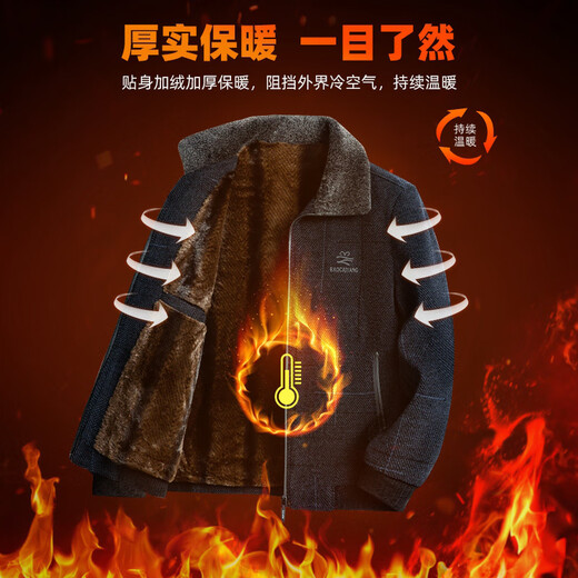 Baocai Sheep daddy chenille woolen coat men's autumn and winter velvet thickened cotton jacket middle-aged and elderly cotton-padded jackets