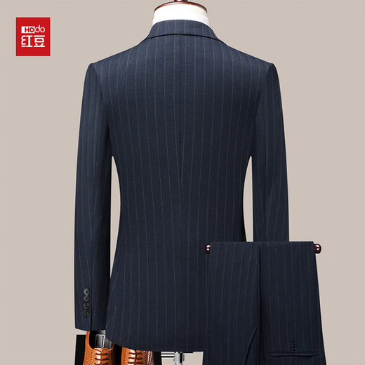 Red bean suit men's suit two-piece professional business formal wool suit men's groom's companion wedding dress office workwear blue M 170