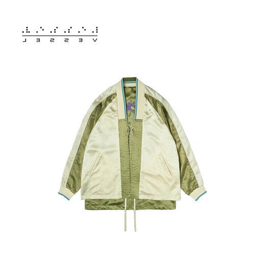 
XVESSEL Fang Yilun same retro trendy Taoist robe jacket for men and women double-sided embroidered satin new trendy Yokosuka men and women green jacket y23x684g S