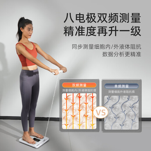 沃莱（ICOMON）体脂秤高精准八电极智能体重秤健身房专用电子秤自有APP人体健康数据监测体脂仪 八电极双频体脂秤-P6【白色款】