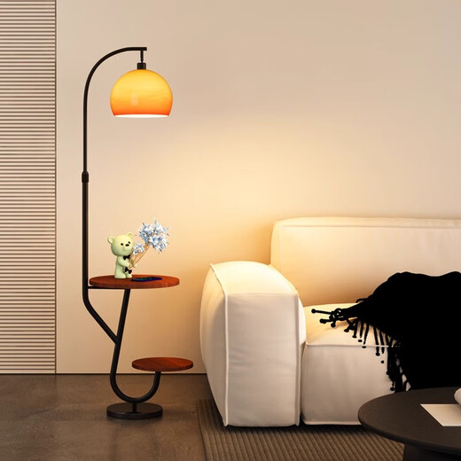 Zhong Shuai's antique style floor lamp living room sofa next to the shelf ornaments American retro bedroom bedside table integrated black-walnut color desktop-stepless dimming