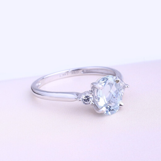 GEM STONE KING aquamarine ring for women set with 1.2 carat colored gemstones 10K classic and fashionable Valentine's Day gift for wife, US No. 5