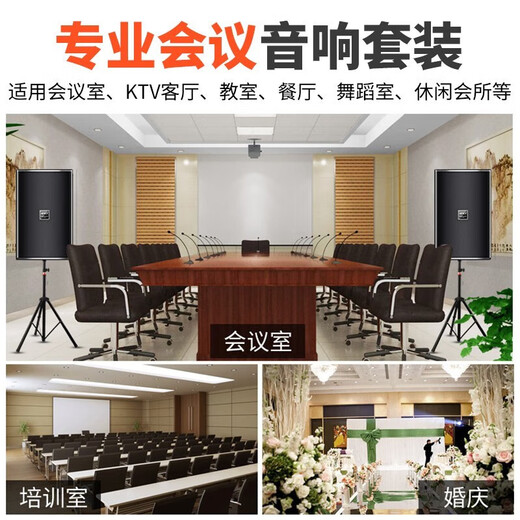 XIAXIN (AMOI) Professionell kleiner und mittelgroßer Konferenzraum Audio-Set, Familienkartenpaket für KTV-Kino-Bluetooth-Verstärker-Verstärker-Verstärker-Kartenpaket, Lehr- und Trainingsprotokoll-Karaoke-Lautsprechersystem, 6,5-Zoll-Konferenz Audio + 2 Handheld-Mikrofon (10-50 Quadratmeter) (10-50 Quadratmeter)