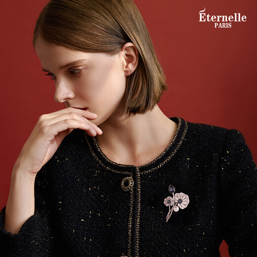 Eternelle French Eternal Autumn and Winter Clothing Accessories Brooch Women's High-end Temperament Floral Corsage Corsage Elder Gift Bright Gold