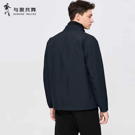 Dances with Wolves Velvet Stand Collar Jacket Men's 2025 Autumn New Commuting Executive Business Easy Care Coach Jacket 1032 Navy Blue 101 M (170)