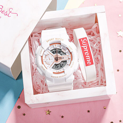 
Park Ri watch student junior high school female ins style internet celebrity simple electronic watch Harajuku sports fresh 918 transparent purple 692-43 watch + battery