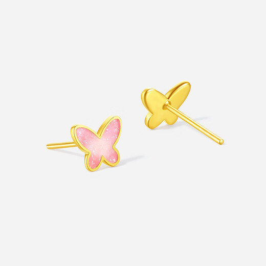 Saturday Fortune 18K Gold Earrings for Women Pink Butterfly Earrings Colorful Gold Earrings Birthday Gift C0914119 Pair