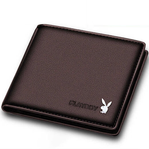 
Playboy wallet men's short business youth wallet short wallet driver's license male student wallet black silk screen belt multi-function card slot for packaging