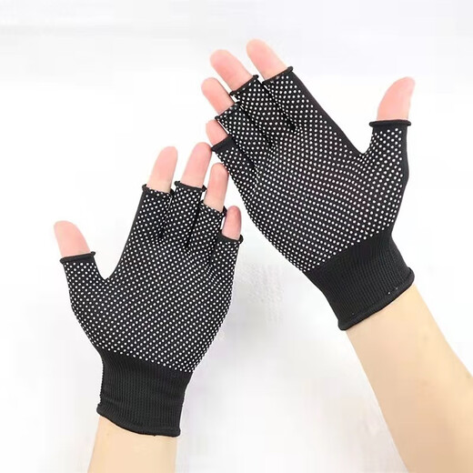 Anti-slip gloves showing five-finger wear-resistant labor gloves riding bike driving men and women sun protection gloves fishing non-stick bait gloves Anti-slip wear-resistant five-finger gloves 2 pairs