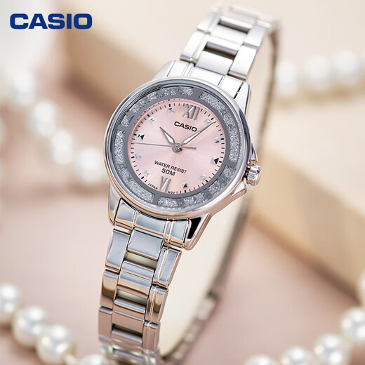卡西欧（CASIO）官方旗舰手表女sheen少女粉满天星轻奢时尚学生指针石英表LTP-139 LTP-1391L-4AVPF 官方正品