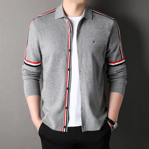 Tommybulltommy Autumn Button Strickjacke V-Ausschnitt-Revers-Pullover dünne einfache lässige und vielseitige Pulloverjacke Männer 9215-Gragen V-Ausschnitt 125/185 Vorgeschlagen 170-190jin [Jin ist 0,5 kg]