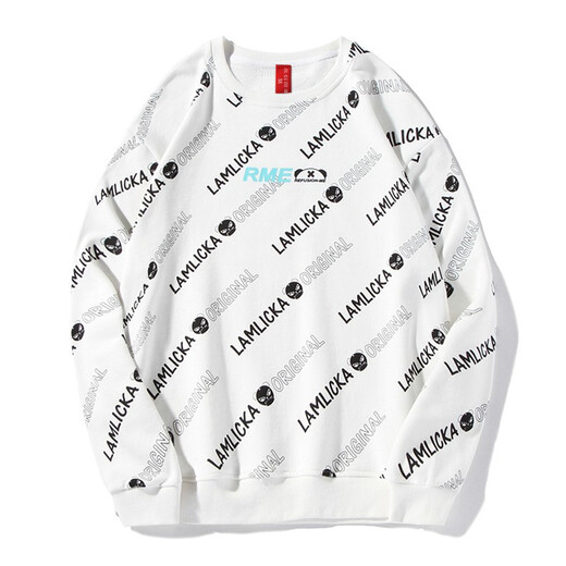 Jugar a la niebla sudadera para hombres y mujeres Fashion Brand 2021 Autumn and Winter New Producting Lightning Panda impresa casual Capelle suelto de manga larga pareja de gran tamaño sudadera redonda de cuello redonda de hombres 12044 blanco xl