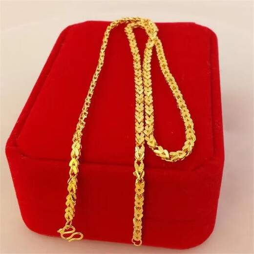 QUAMER gold store style gauze gold necklace women's 24 gold plated necklace non-fading anti-gold chain clavicle chain water drop pendant