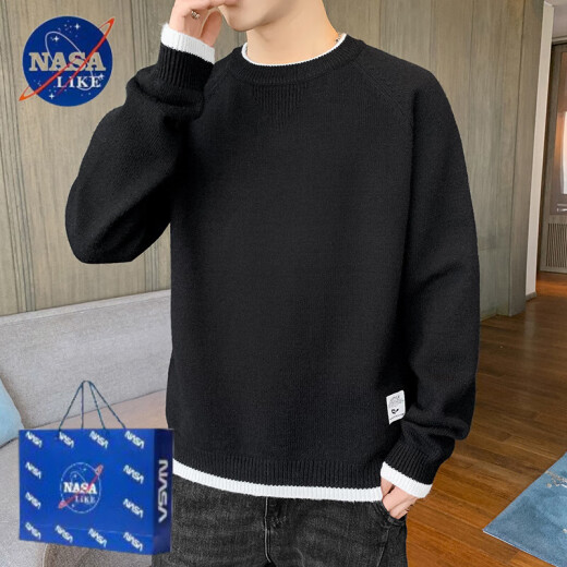 Nasalike Pullover Herren 2024 Frühling und Herbst Trendy Brand Top Kleider Runde Kragen Pullover Strickpullover Herbst und Winter Japanische Retro Jacke K16837 Weiß regulär M (spiritueller junger Mann)