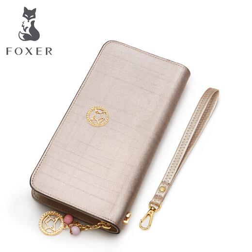 Golden Fox (FOXER) cowhide women's wallet large capacity long card holder money wallet clutch bag coin purse Teacher's Day birthday gift