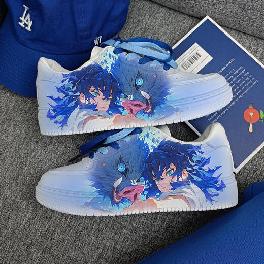 Slayer de demonios conjuntos: Zapatos periféricos para hombres de anime de cuchilla 2024 Spring and Autumn Iinosuke pareja zapatos deportivos Huili Ganyu Shop de mesa baja (azul rosa) Z2694D 36