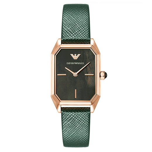 安普里奥·阿玛尼（Emporio Armani）手表女士满天星时尚气质皮带复古方盘石英钢带腕表情人节生日礼物 网红复古方形小绿表AR11149