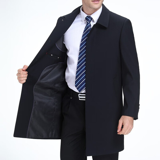 Pierre Cardin mid-length windbreaker for men, autumn and winter new large size men's business casual windbreaker jacket brand men's dad (812 styles) dark gray XL 180 size - suitable for weight 145-160Jin Jin is equal to 0.5 kg