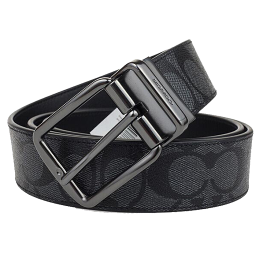 COACH belt men's luxury classic all-match men's fashion belt double mouth double-sided belt embossed model F64839 black