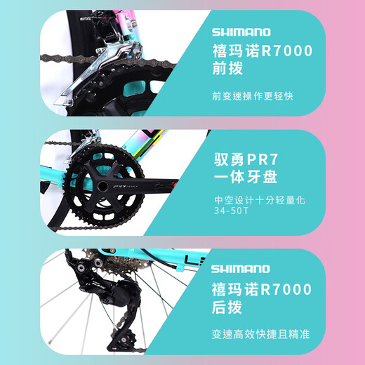 雷纳克LEINAK-传承R7020中套超轻铝合金气动纯油碟刹公路车自行车 炫彩白 22速 50/L（178CM-185CM） 铝轮