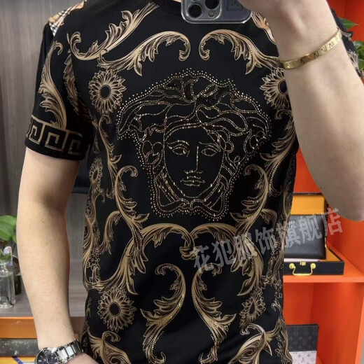 依慕琪尊雅 巨野尚品服装 春夏轻奢高品质欧货男装天丝锦棉短袖T恤3883 l100-120斤
