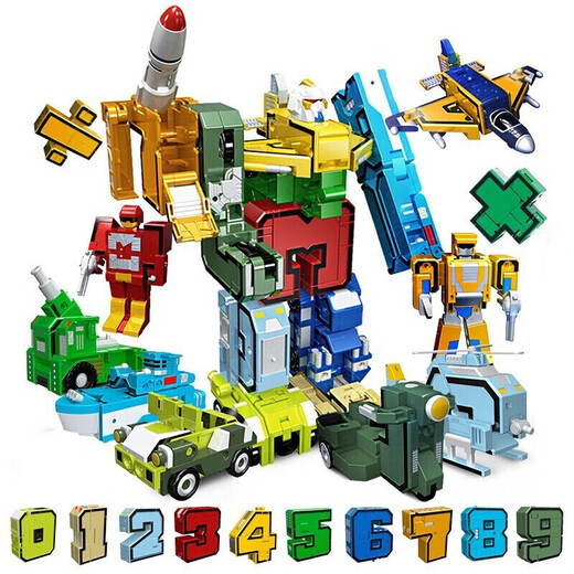 Time optical digital integrated transformation robot children's toy building block mecha assembly 3-7 year old boy and girl birthday gift