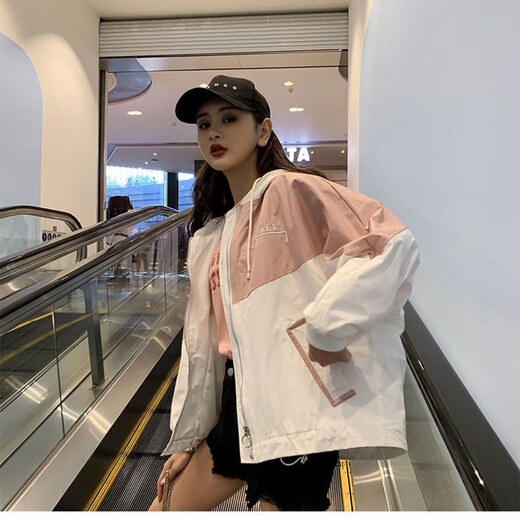Qinmo HARAJUKU Veste à capuche décontractée lâche pour femmes au printemps, automne et hiver à la mode Internet célébrité Veste de travail étudiant manteau Fried Street Hong Kong Flavour 9902 Gray M Recommandé 95-110jin [Jin est égal à 0,5 kg]