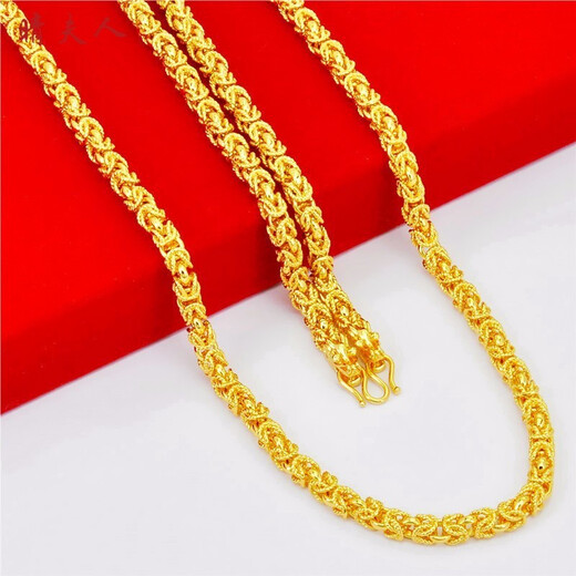 Vietnamesische goldplattierte Halskette Herrengold geplattet Halskette Dicke domineering trendige doppelt kopfgezogene Nachahmung Gold Anhänger Halskette Herren Halskette, die nie 65 cm Halskette verblasst