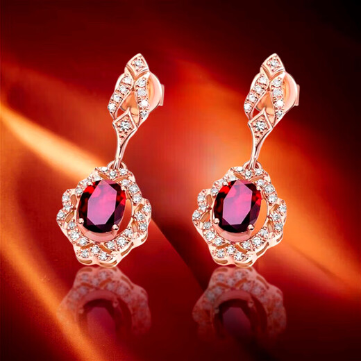 Haikai earrings for women, ruby earrings, luxury jewelry, Chinese Valentine's Day, birthday gift for wife, girlfriend, 0.9 carat ruby earrings (diamond 18 points)