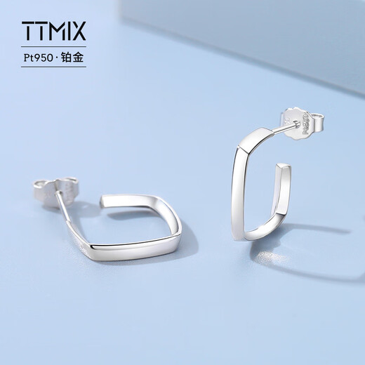 TTMIX geometric pt950 platinum earrings for women rectangular fashion earrings real platinum earrings European and American style 4.0-4.2g
