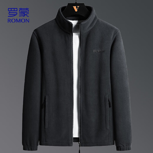 ROMON jacket men's autumn business casual large size warm fleece soft polar fleece jacket men CS88 dark blue XL