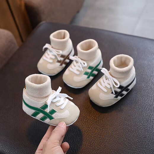 Spring and Autumn Baby Soft Soft Toddler Shoes 0-1 Years 3-6-12 Months Warm Men and Women Baby Socks Shoes Socks Green (Spring and Autumn Style) Single Layer 12 Size 0-6 Months Baby (Inner Length 11cm)