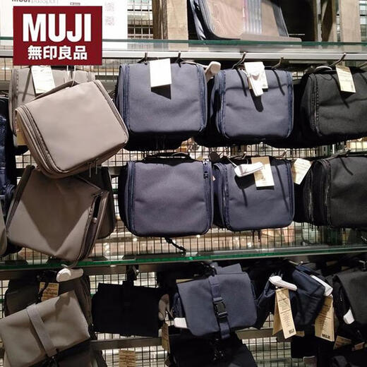 MUJI Makeup Bag Portable Travel Men and Women Waterproof Washing Bag Hanging Small Bag Makeup Box Storage Bag Blue Folding Bag