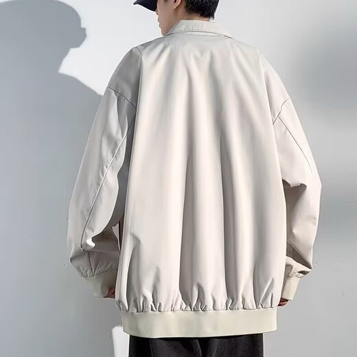 Tang Hao Spring and Autumn Jacket Men's American Fashion Lapel Casual Jacket Loose Versatile Handsome Design Winter Top Black XL