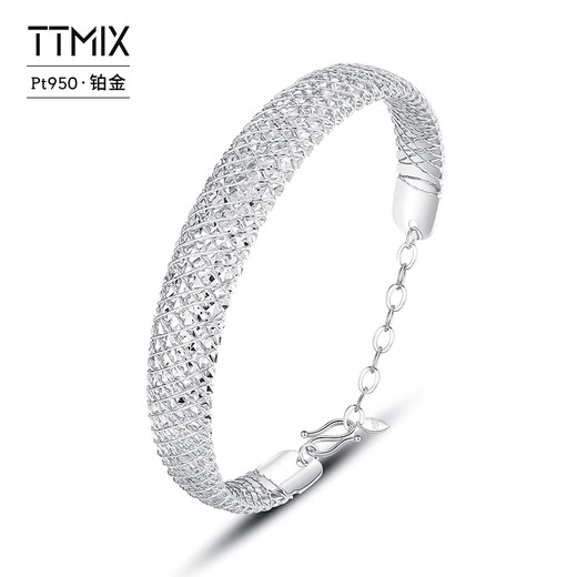 TTMIX Brilliant Starlight Platinum Bracelet PT950 Platinum Temperament Fashion Bracelet Wire Bracelet Birthday Gift 56mm Weight 15.26g Width 10.1mm