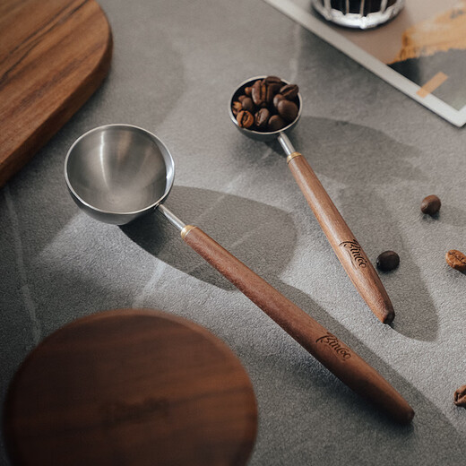Bincoo walnut wood handle coffee spoon long handle coffee powder measuring spoon 304 stainless steel coffee bean special spoon
