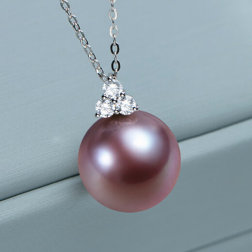 Hai Tong Jiu Zi Li Huo Purple freshwater pearl pendant for women single piece Yaco K gold simple pearl necklace clavicle chain minor flaws 10-11mm
