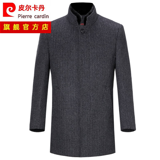 Pierre Cardin doppelseitiger Kaschmirmantel für Männer mit mittlerem Standkragen im Winter mit mittlerem Wollmantel mit mittlerem Alter Dunkelgrau 8856 170 [M-Größe]