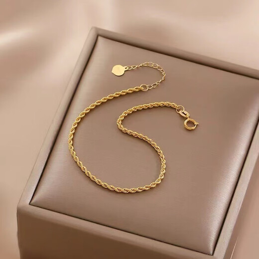 Ji Ge 18k gold hemp rope bracelet Au750 adjustable color gold simple versatile twist design plain chain 18cm yellow gold 0.4
