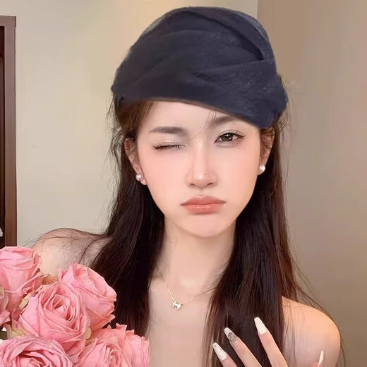 Bai Shilin high-end French fashion women's half-hat headband for women breathable white hair cover artifact going out women's high-end headband headwear black