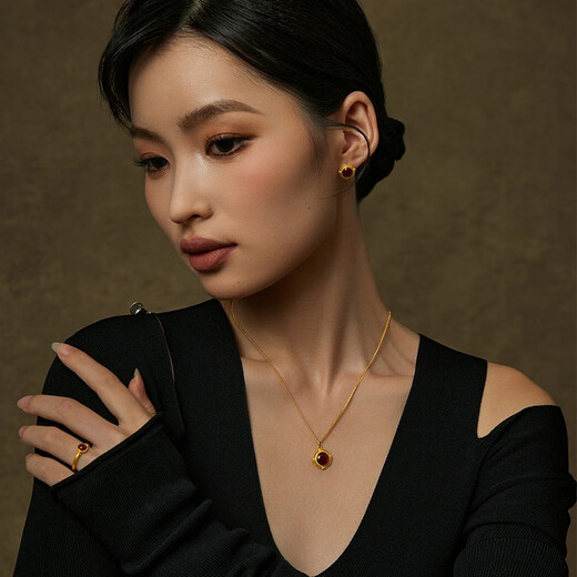 Ming brand jewelry pure gold European style red enamel round muse ring AFM0281 labor cost 550 pure gold ring size 12 about 3.64 grams