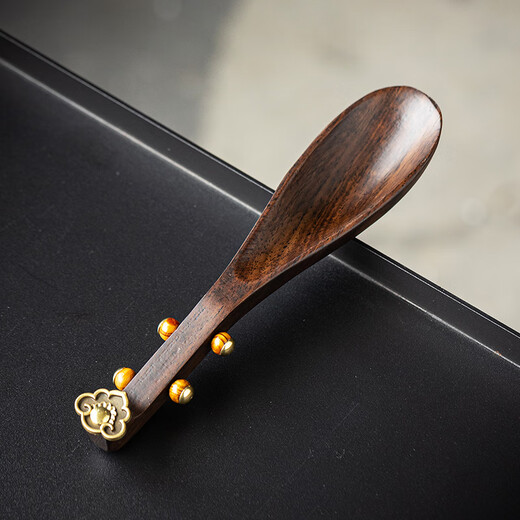 Shuming solid wood ebony rosewood Ruyi pipa tea spoon tea spoon tea kung fu tea set household tea ceremony accessories ebony pipa tea spoon