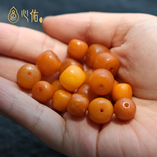 Xinyou Russian material natural old beeswax single beads loose beads old barrel beads pier DIY with beads separated beads top beads star and moon accessories old weathered pattern 11mm old single beads