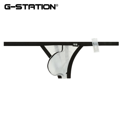 G-STATION ultra-thin, silky and comfortable STC sexy men's thong, highly transparent, breathable, quick-drying, tight-fitting, small size, black M (Japanese size, small design)