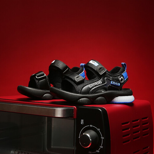 Guirenniao boys' sandals 2025 new style 5 summer 4 soft sole 6 children's shoes 12 medium and large children 15 years old 7 boys 8 children 9 black blue 24 (inner length 15.5/foot length 15.0)