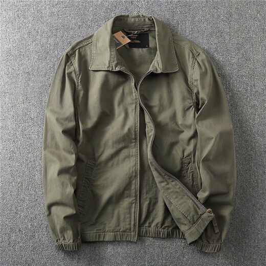 
Ranwei Ferre American casual jacket men's spring and autumn thin style middle-aged and young workwear versatile simple lapel top Military green-13068 2XL Recommended 160/180Jin [Jin equals 0.5 kg]