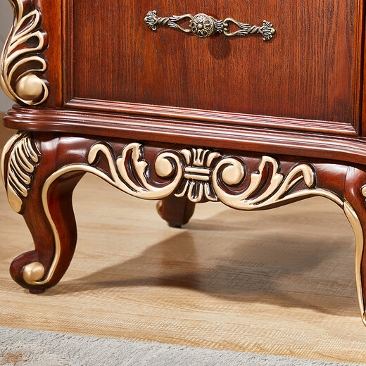 SHENGLINA American solid wood gramophone antique audio European living room retro vinyl record player old classical record player cherry color with gold - wooden speaker + Chinese record