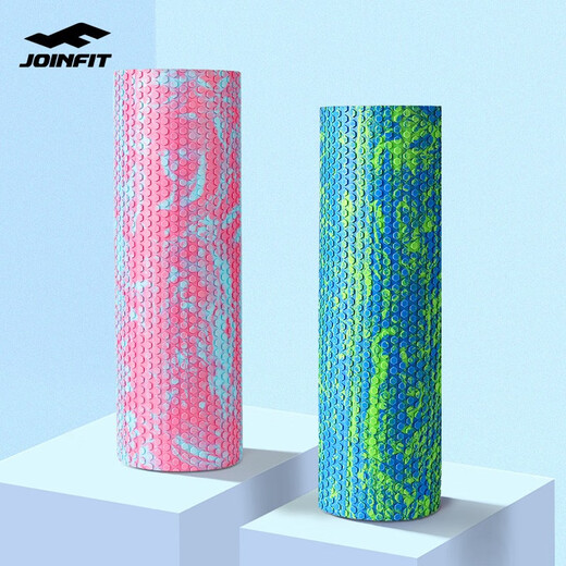 Jieyinfei foam roller, muscle relaxation massage roller, fitness training Pilates yoga column foam roller, pink and purple small floating point 45cm, free fascia ball