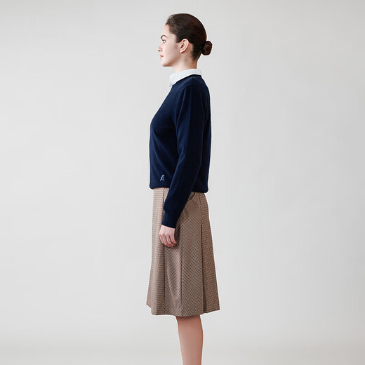 AQUASCUTUM/雅格狮丹冬季新款女士保暖纯山羊绒休闲针织衫Q4867W0041 深蓝39 M